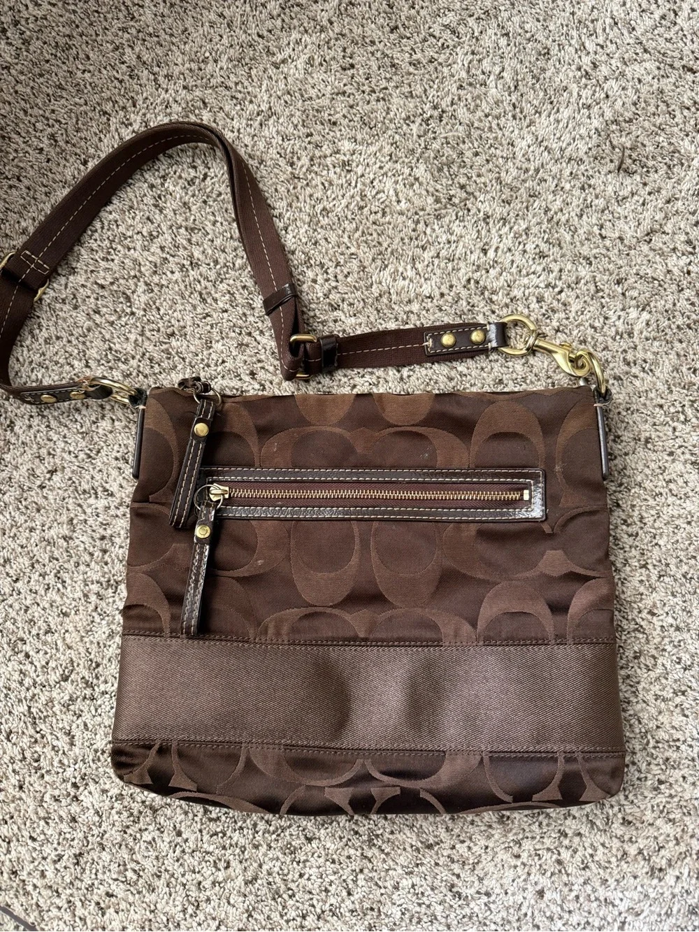 Coach Chocolate Brown Signature Crossbody Bag